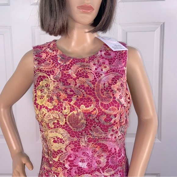 NWT Badgley Mischka Floral Lace Embroidery Overlay Dress - Picture 4 of 17